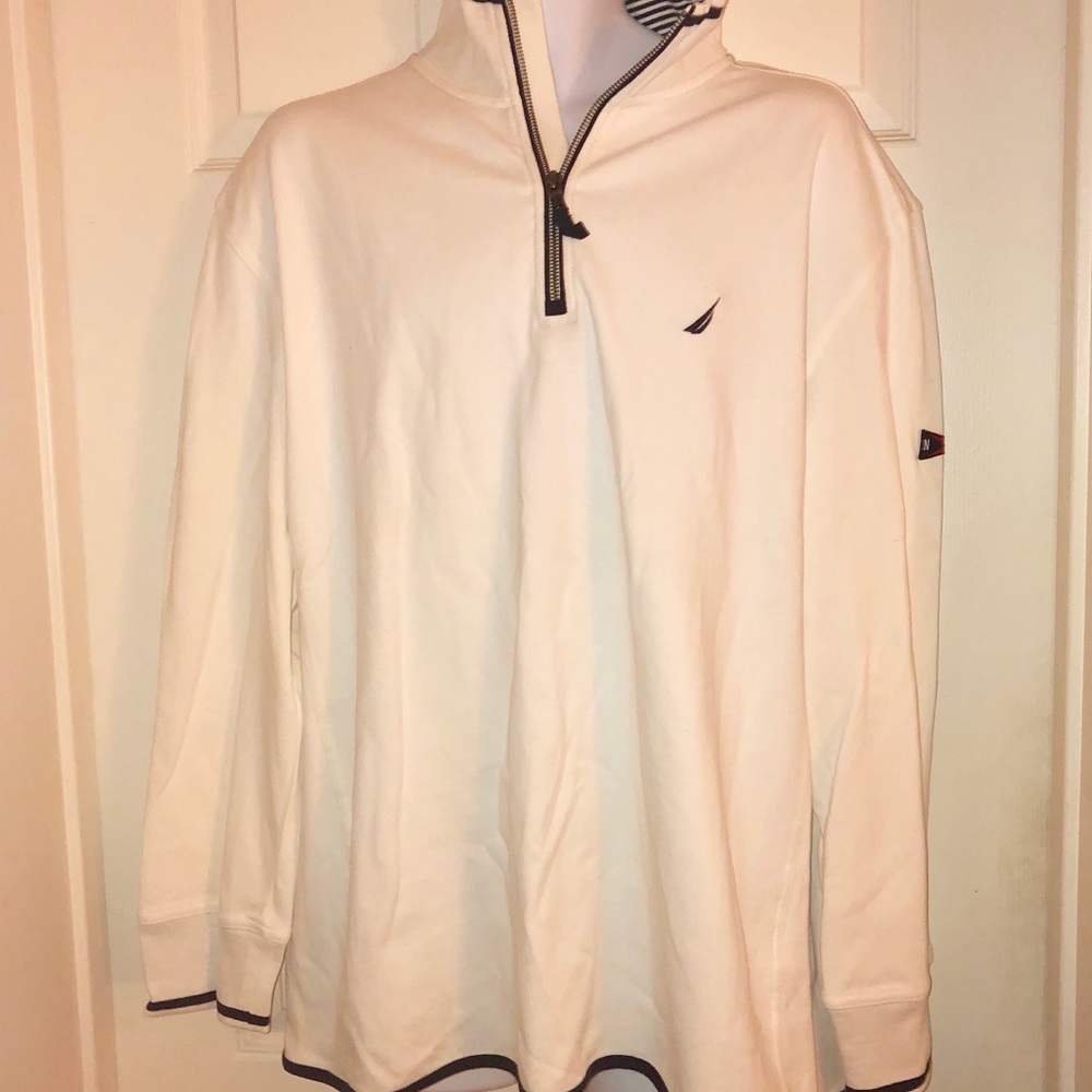 Nautica Zip Sweater WHITE/NAVY BLUE (XL)   
NWT